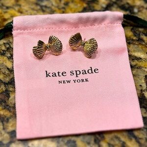 Kate Spade Bow Earrings - gold/brass color